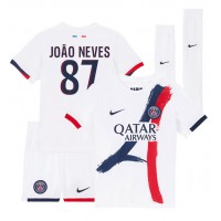 Billiga Paris Saint-Germain Joao Neves #87 Barnkläder Borta fotbollskläder till baby 2024-25 Kortärmad (+ Korta byxor)